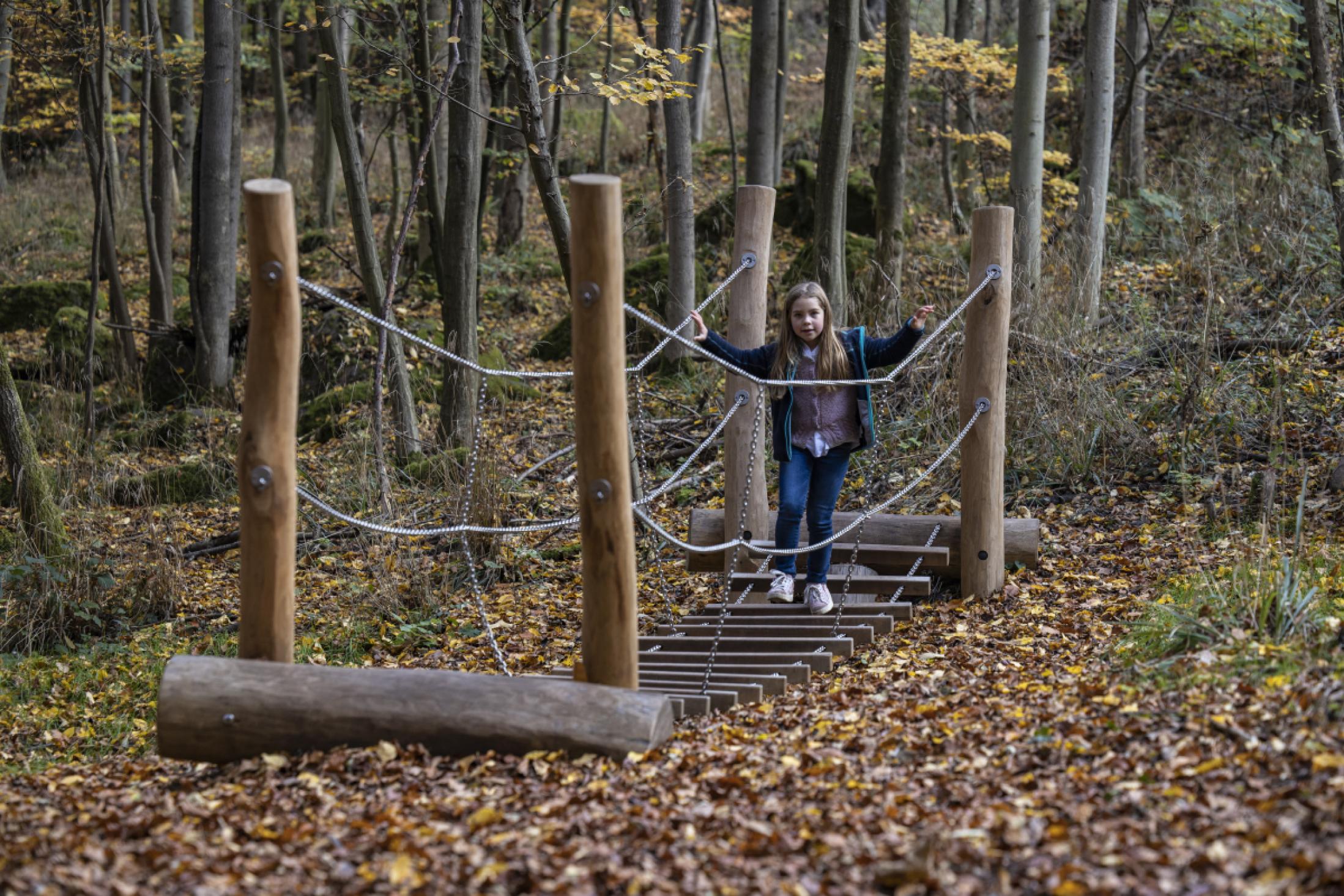 Holzspielgeräte erwarten dich im Wald © Holger Leue