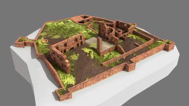 Isometrische Darstellung der Ruine von Südwesten. Abbildung: Burglandschaft